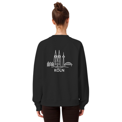 Köln Skyline (großer Druck auf dem Rücken) - Organic Raglan Sweatshirt