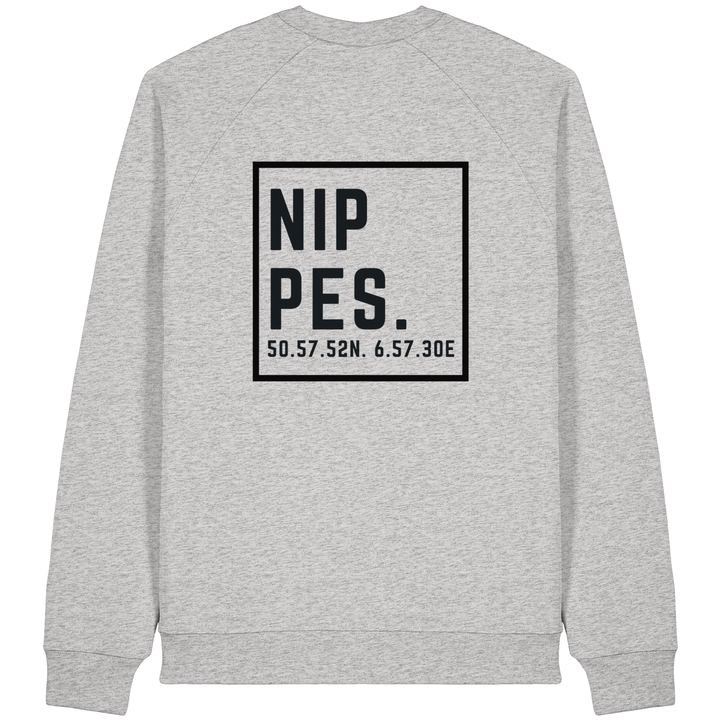 Nippes Koordinaten (großer Druck auf dem Rücken) - Organic Raglan Sweatshirt