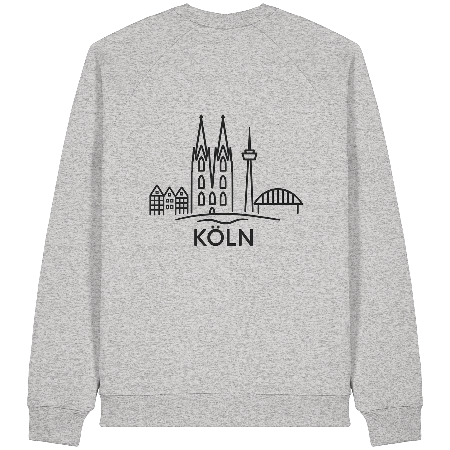 Köln Skyline (großer Druck auf dem Rücken) - Organic Raglan Sweatshirt