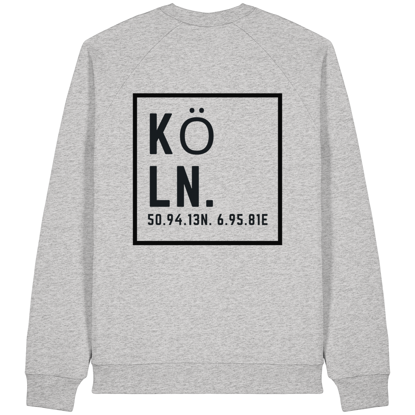 Köln Koordinaten (großer Druck auf dem Rücken) - Organic Raglan Sweatshirt