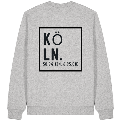 Köln Koordinaten (großer Druck auf dem Rücken) - Organic Raglan Sweatshirt