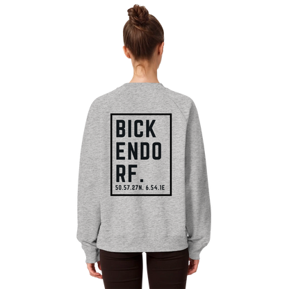 Bickendorf Koordinaten (großer Druck auf dem Rücken) - Organic Raglan Sweatshirt