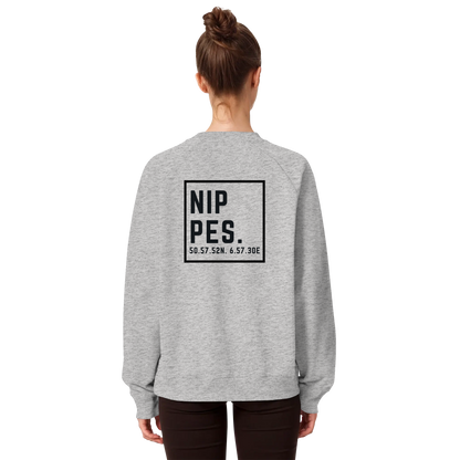 Nippes Koordinaten (großer Druck auf dem Rücken) - Organic Raglan Sweatshirt