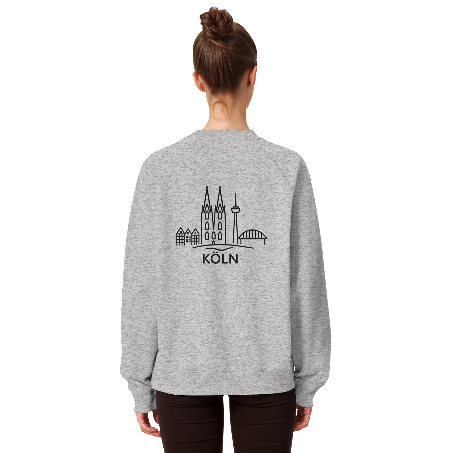 Köln Skyline (großer Druck auf dem Rücken) - Organic Raglan Sweatshirt