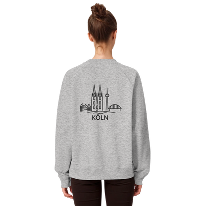 Köln Skyline (großer Druck auf dem Rücken) - Organic Raglan Sweatshirt