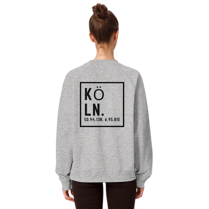 Köln Koordinaten (großer Druck auf dem Rücken) - Organic Raglan Sweatshirt
