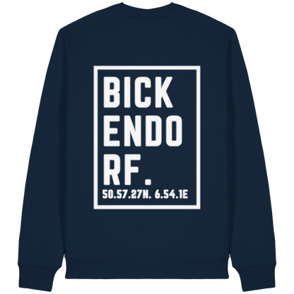 Bickendorf Koordinaten (großer Druck auf dem Rücken) - Organic Raglan Sweatshirt