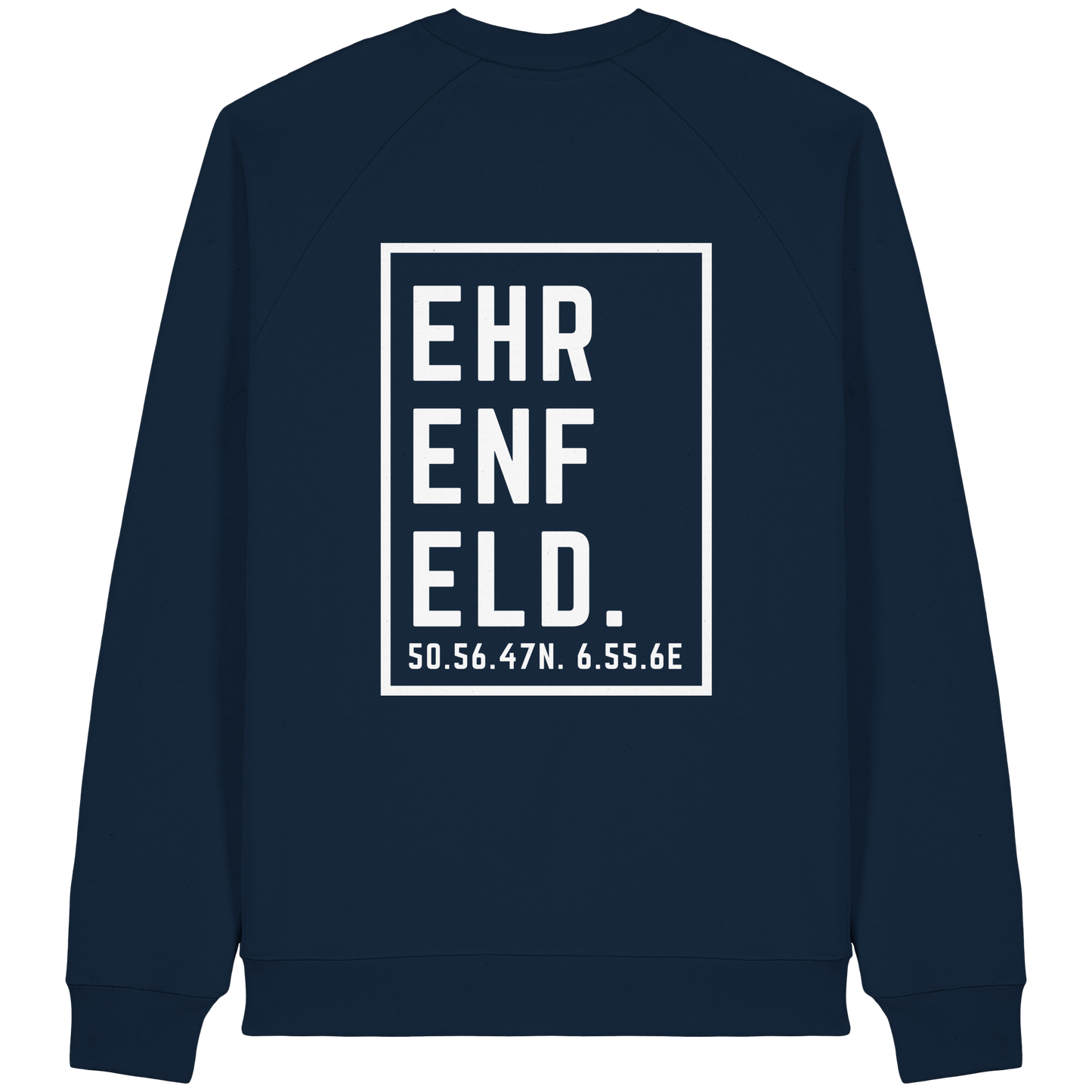 Ehrenfeld Koordinaten (großer Druck auf dem Rücken) - Organic Raglan Sweatshirt