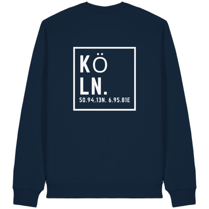 Köln Koordinaten (großer Druck auf dem Rücken) - Organic Raglan Sweatshirt