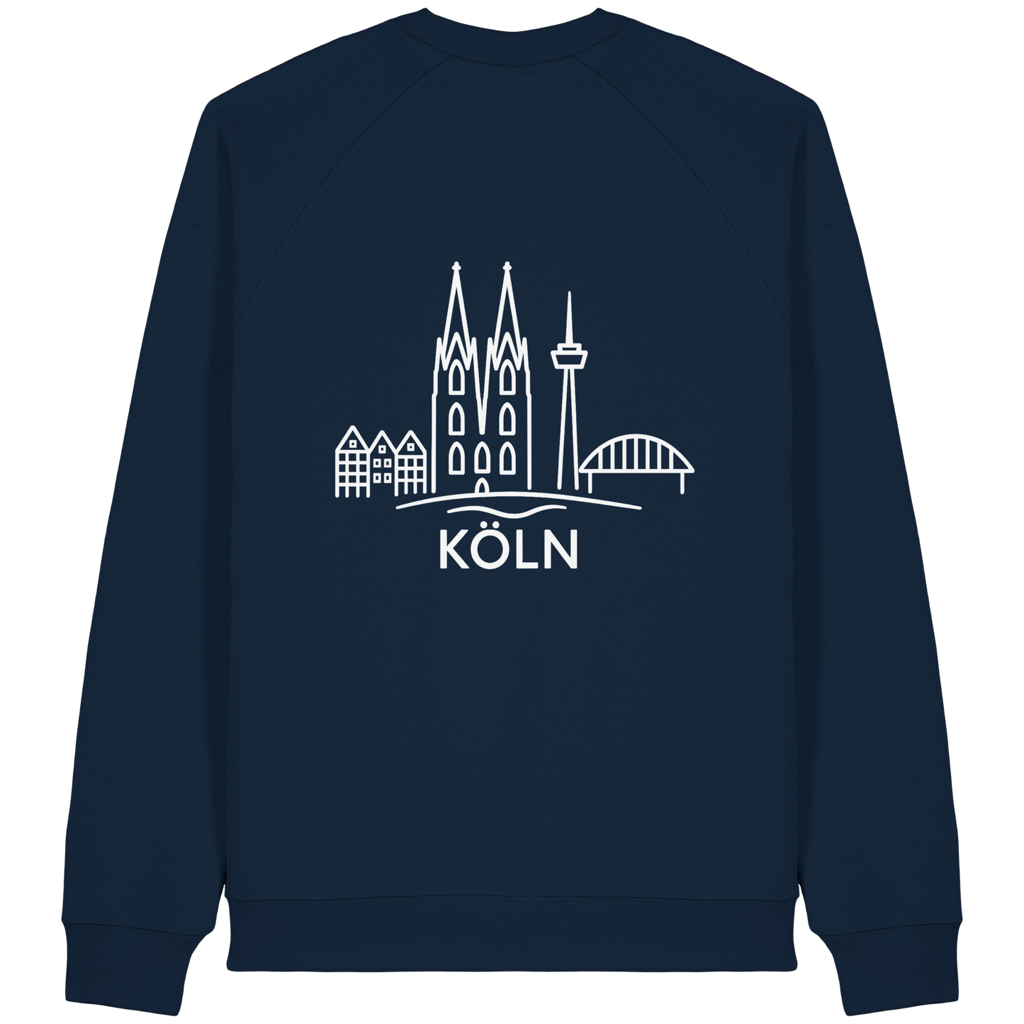 Köln Skyline (großer Druck auf dem Rücken) - Organic Raglan Sweatshirt