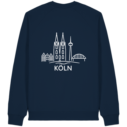 Köln Skyline (großer Druck auf dem Rücken) - Organic Raglan Sweatshirt