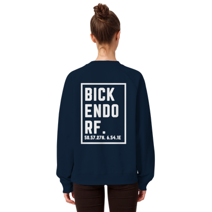 Bickendorf Koordinaten (großer Druck auf dem Rücken) - Organic Raglan Sweatshirt