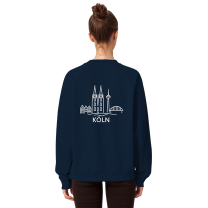 Köln Skyline (großer Druck auf dem Rücken) - Organic Raglan Sweatshirt