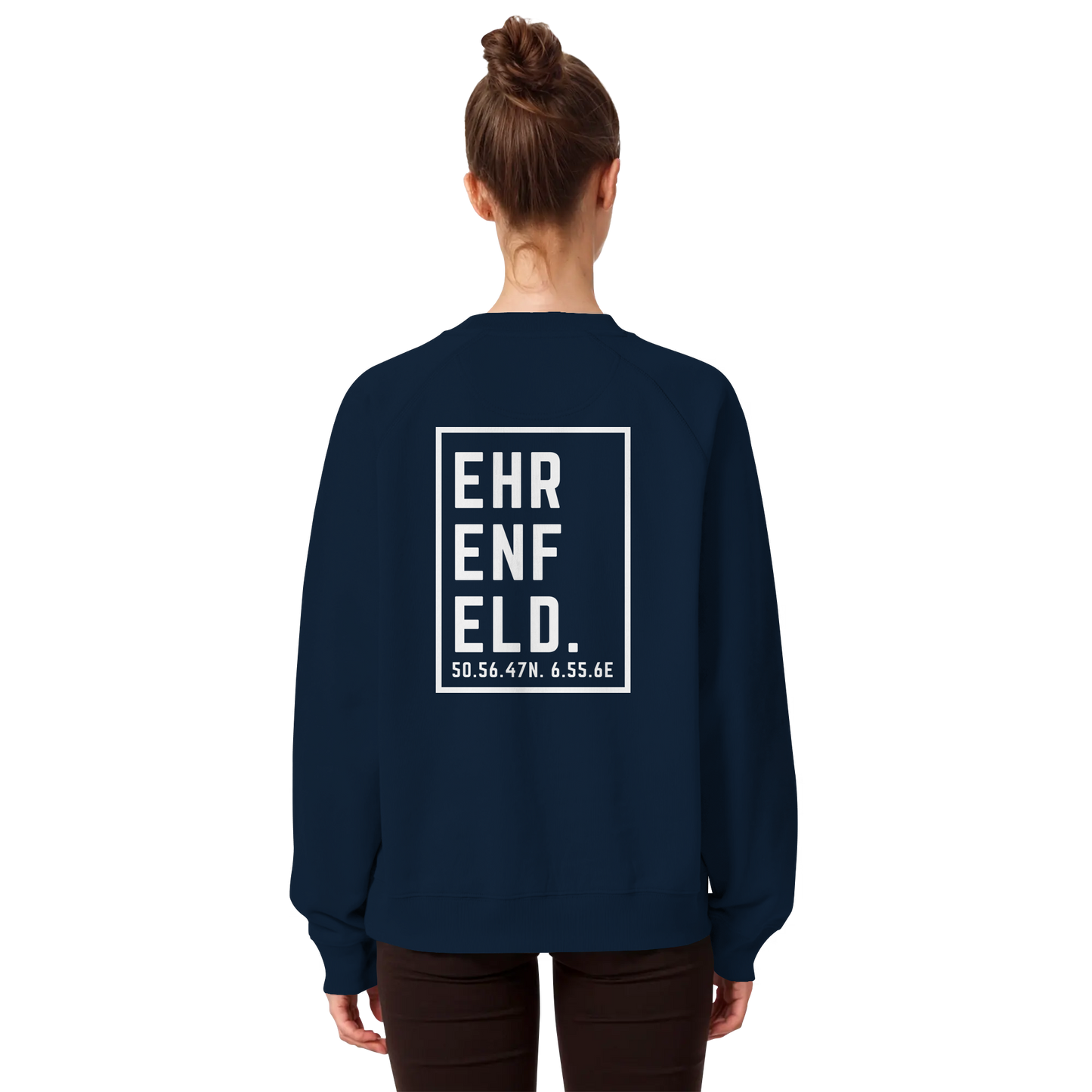 Ehrenfeld Koordinaten (großer Druck auf dem Rücken) - Organic Raglan Sweatshirt
