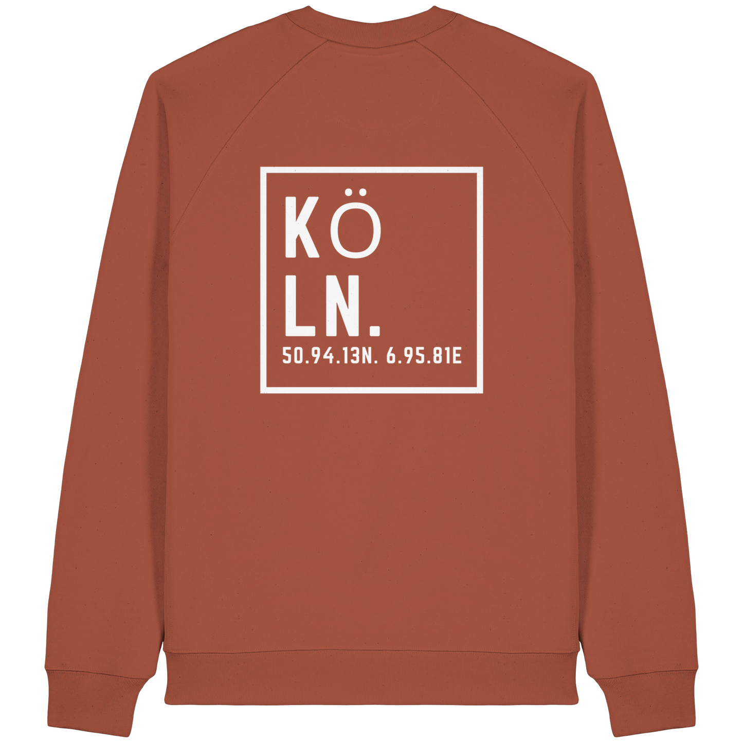 Köln Koordinaten (großer Druck auf dem Rücken) - Organic Raglan Sweatshirt