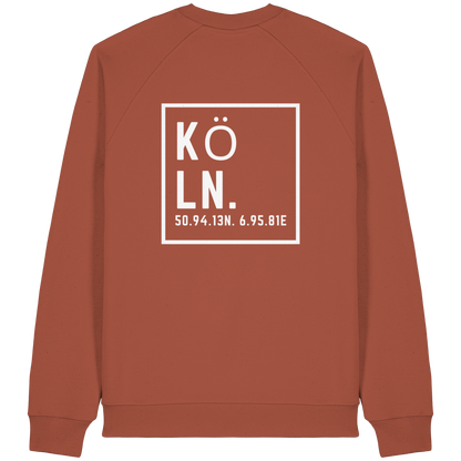 Köln Koordinaten (großer Druck auf dem Rücken) - Organic Raglan Sweatshirt