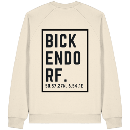 Bickendorf Koordinaten (großer Druck auf dem Rücken) - Organic Raglan Sweatshirt