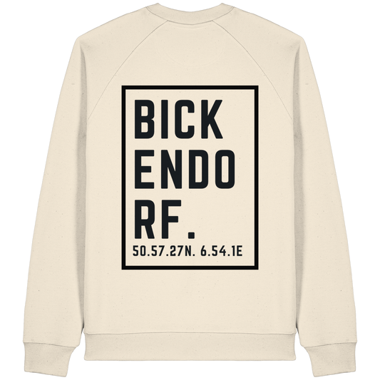 Bickendorf Koordinaten (großer Druck auf dem Rücken) - Organic Raglan Sweatshirt