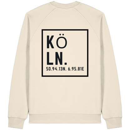 Köln Koordinaten (großer Druck auf dem Rücken) - Organic Raglan Sweatshirt