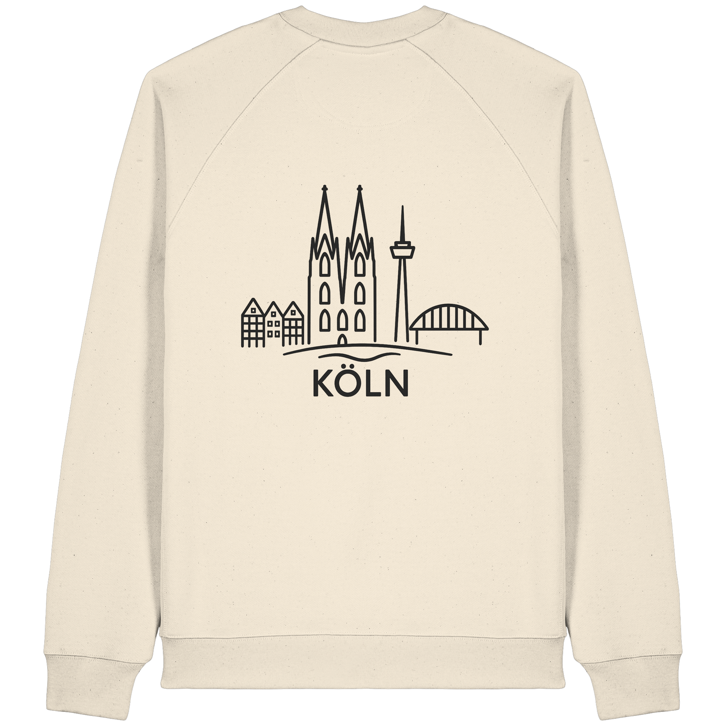Köln Skyline (großer Druck auf dem Rücken) - Organic Raglan Sweatshirt