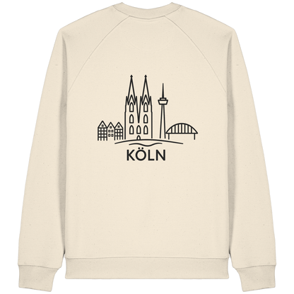 Köln Skyline (großer Druck auf dem Rücken) - Organic Raglan Sweatshirt