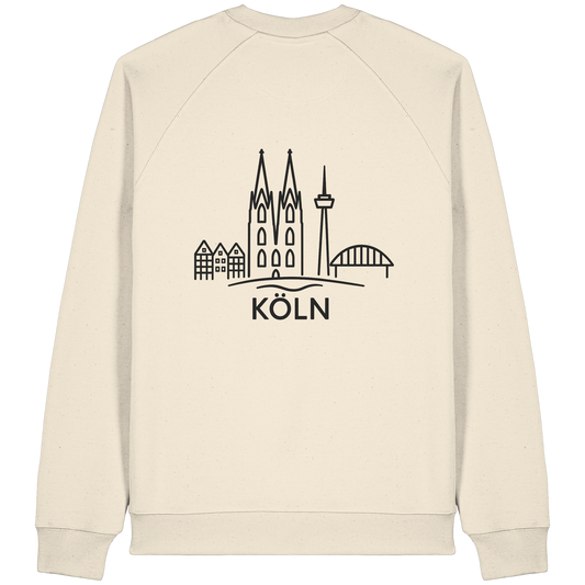 Köln Skyline (großer Druck auf dem Rücken) - Organic Raglan Sweatshirt