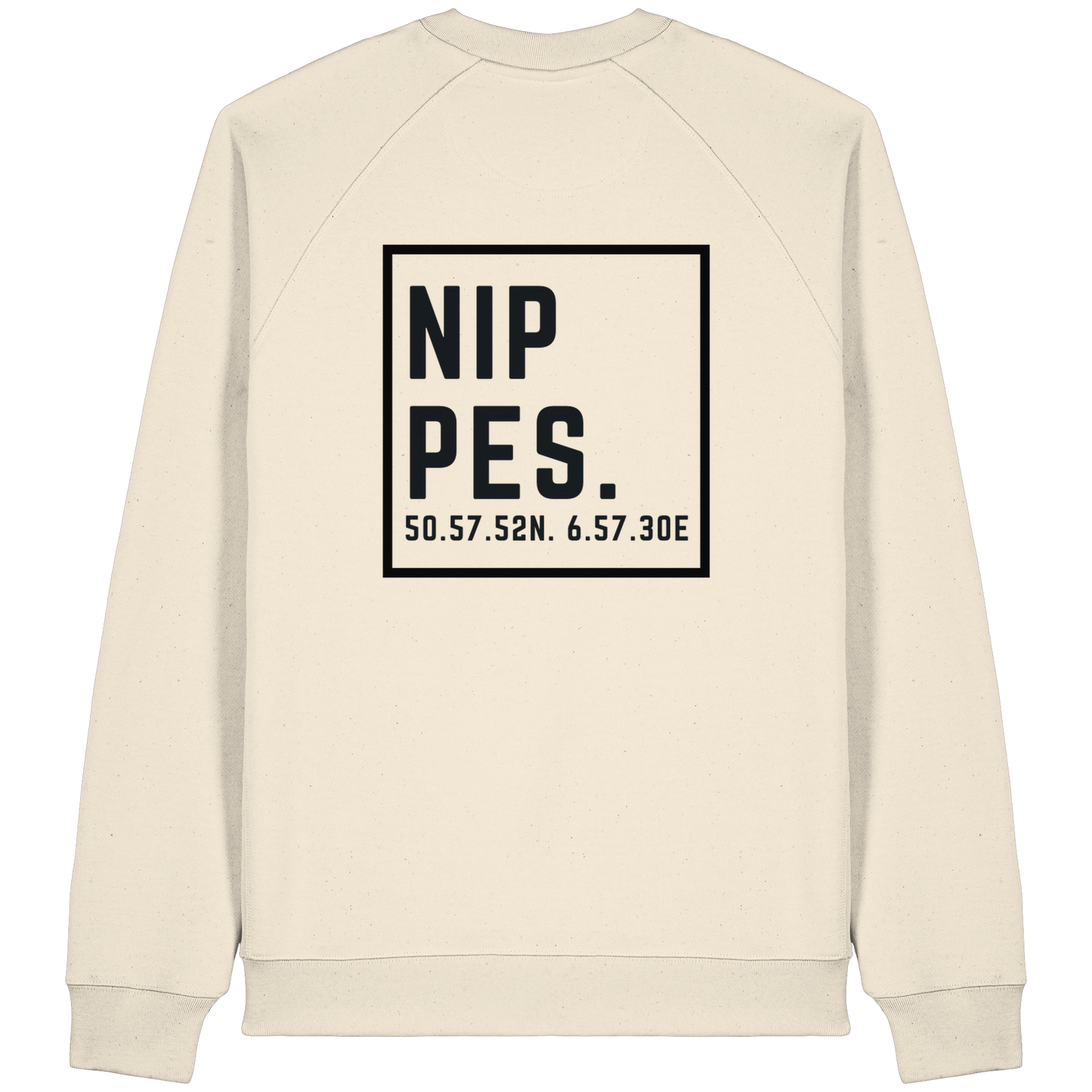 Nippes Koordinaten (großer Druck auf dem Rücken) - Organic Raglan Sweatshirt