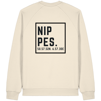 Nippes Koordinaten (großer Druck auf dem Rücken) - Organic Raglan Sweatshirt