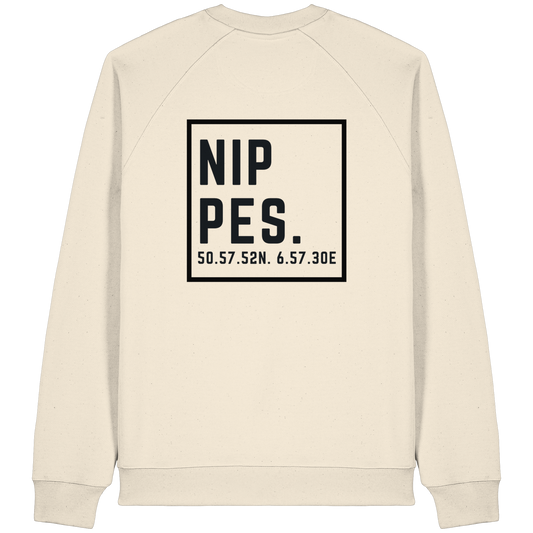 Nippes Koordinaten (großer Druck auf dem Rücken) - Organic Raglan Sweatshirt