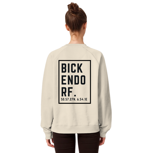 Bickendorf Koordinaten (großer Druck auf dem Rücken) - Organic Raglan Sweatshirt
