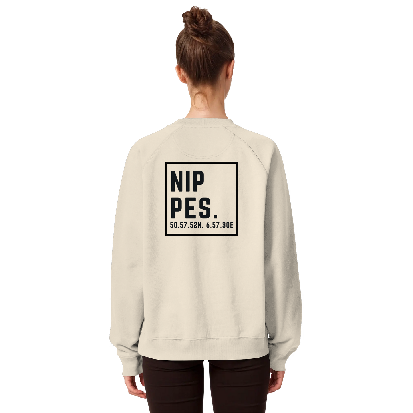 Nippes Koordinaten (großer Druck auf dem Rücken) - Organic Raglan Sweatshirt
