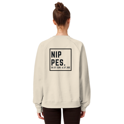 Nippes Koordinaten (großer Druck auf dem Rücken) - Organic Raglan Sweatshirt