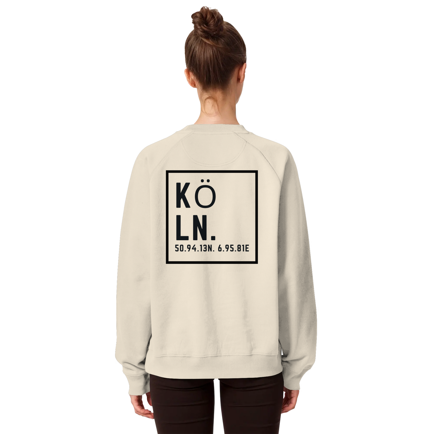 Köln Koordinaten (großer Druck auf dem Rücken) - Organic Raglan Sweatshirt