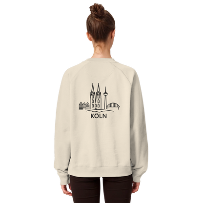 Köln Skyline (großer Druck auf dem Rücken) - Organic Raglan Sweatshirt
