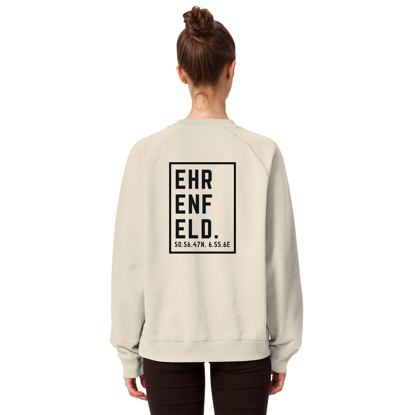 Ehrenfeld Koordinaten (großer Druck auf dem Rücken) - Organic Raglan Sweatshirt