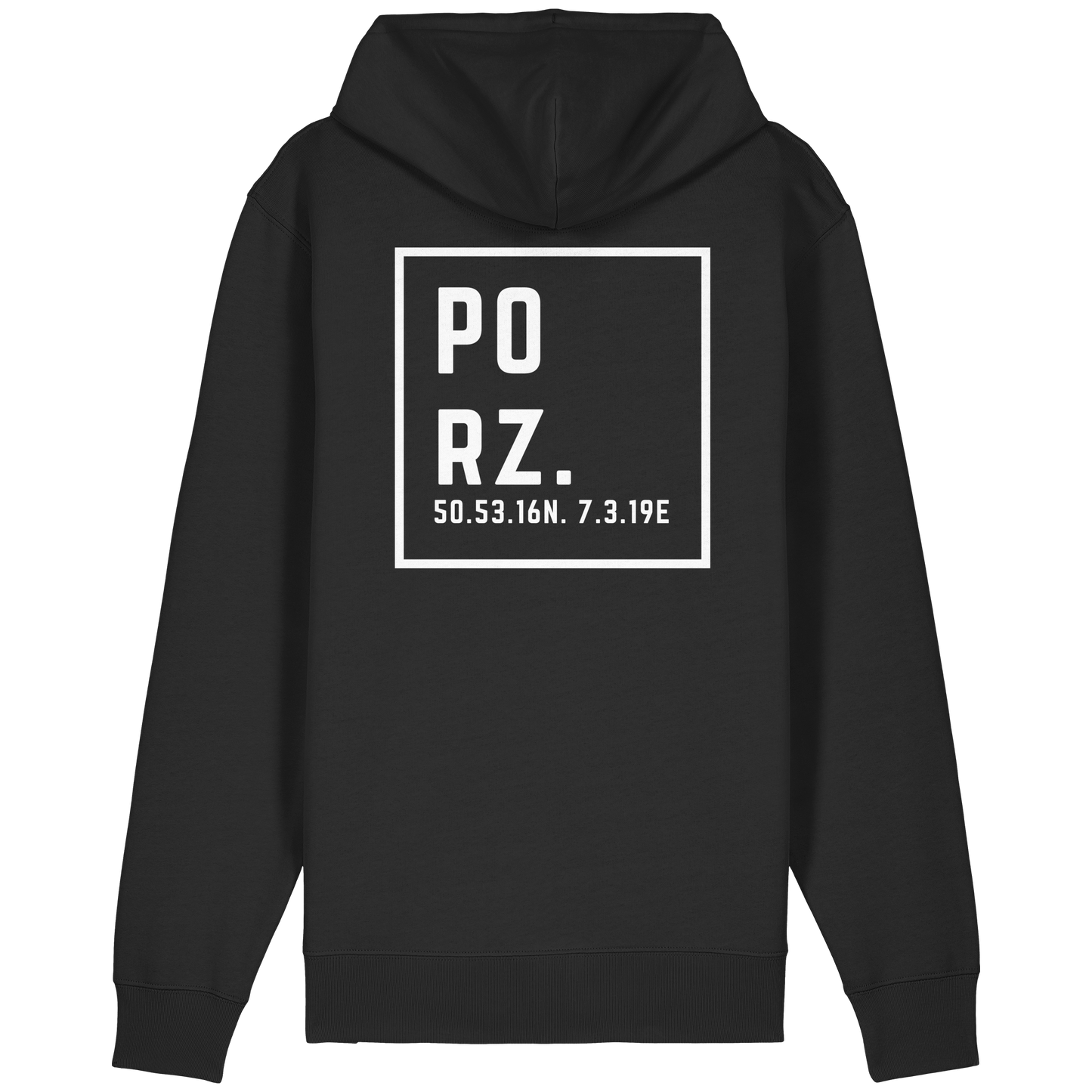 Porz Koordinaten (großer Druck Rücken)  Organic Relaxed Zipper