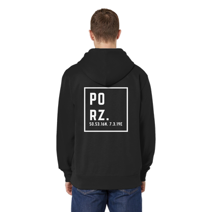 Porz Koordinaten (großer Druck Rücken)  Organic Relaxed Zipper