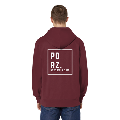 Porz Koordinaten (großer Druck Rücken)  Organic Relaxed Zipper