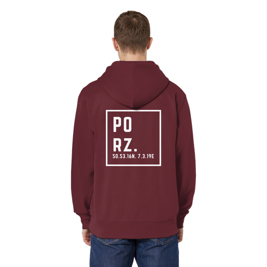 Porz Koordinaten (großer Druck Rücken)  Organic Relaxed Zipper