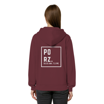 Porz Koordinaten (großer Druck Rücken)  Organic Relaxed Zipper
