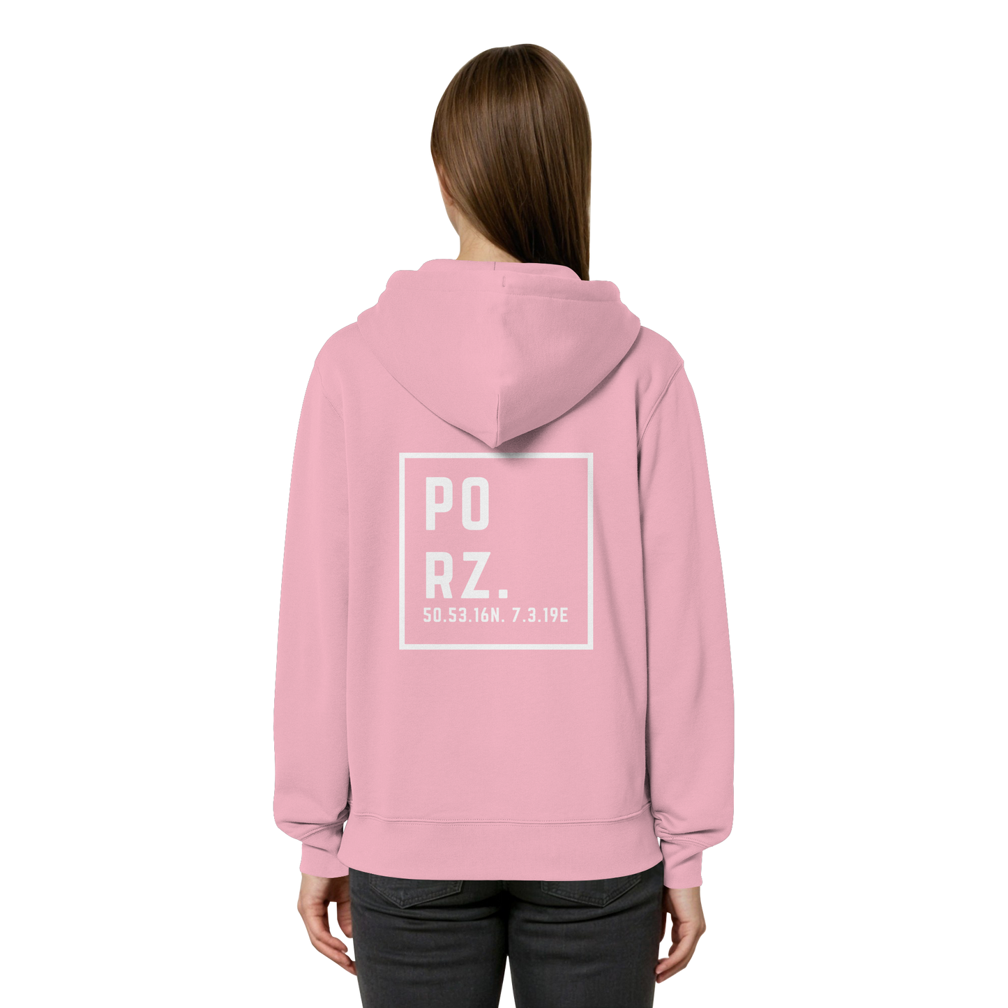 Porz Koordinaten (großer Druck Rücken)  Organic Relaxed Zipper