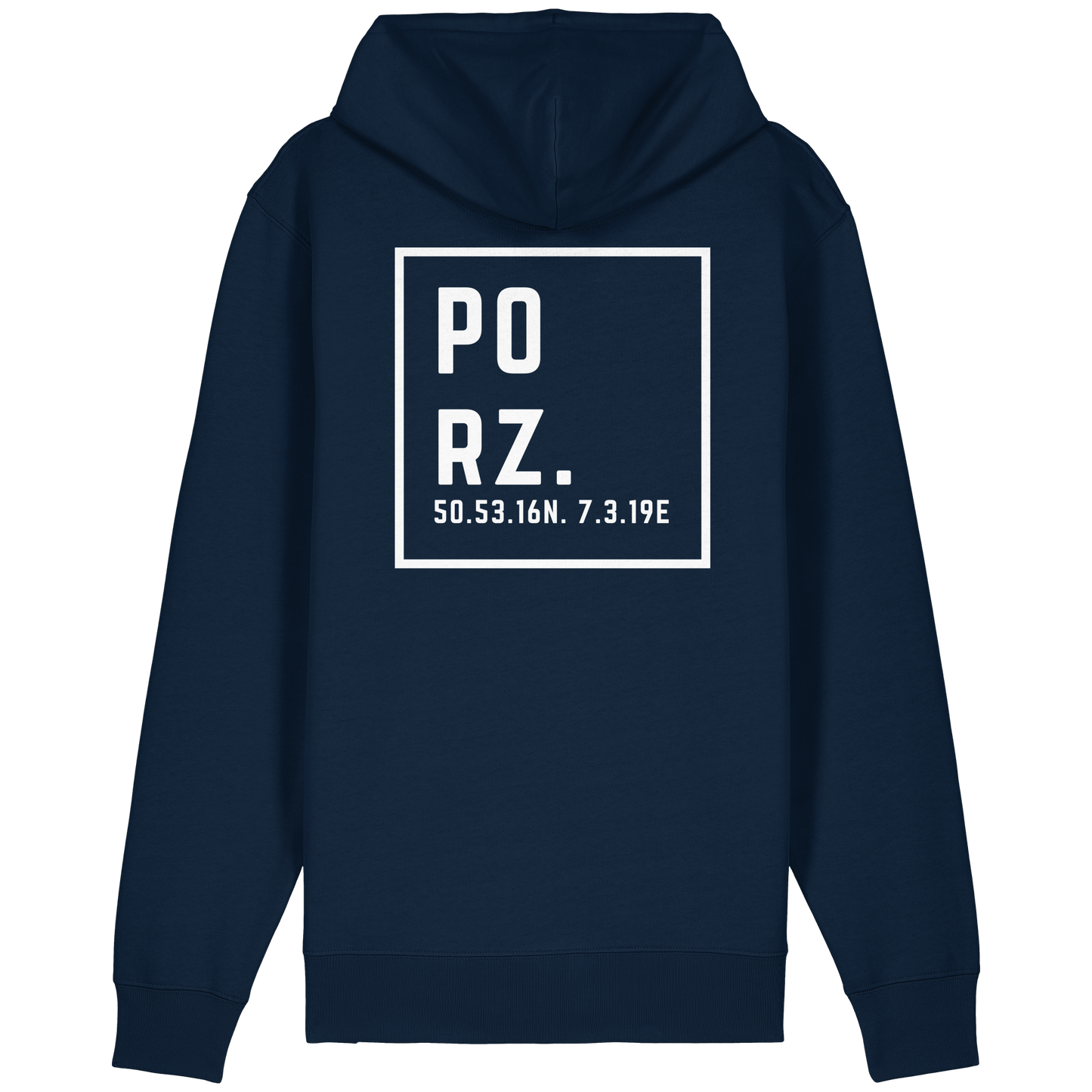 Porz Koordinaten (großer Druck Rücken)  Organic Relaxed Zipper