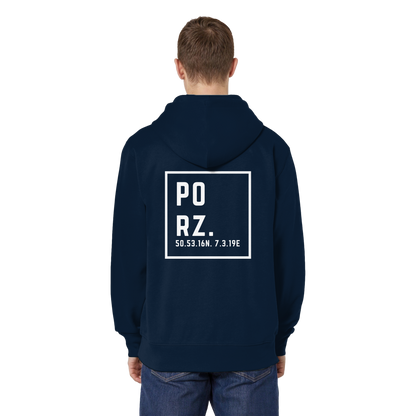 Porz Koordinaten (großer Druck Rücken)  Organic Relaxed Zipper