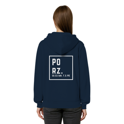 Porz Koordinaten (großer Druck Rücken)  Organic Relaxed Zipper