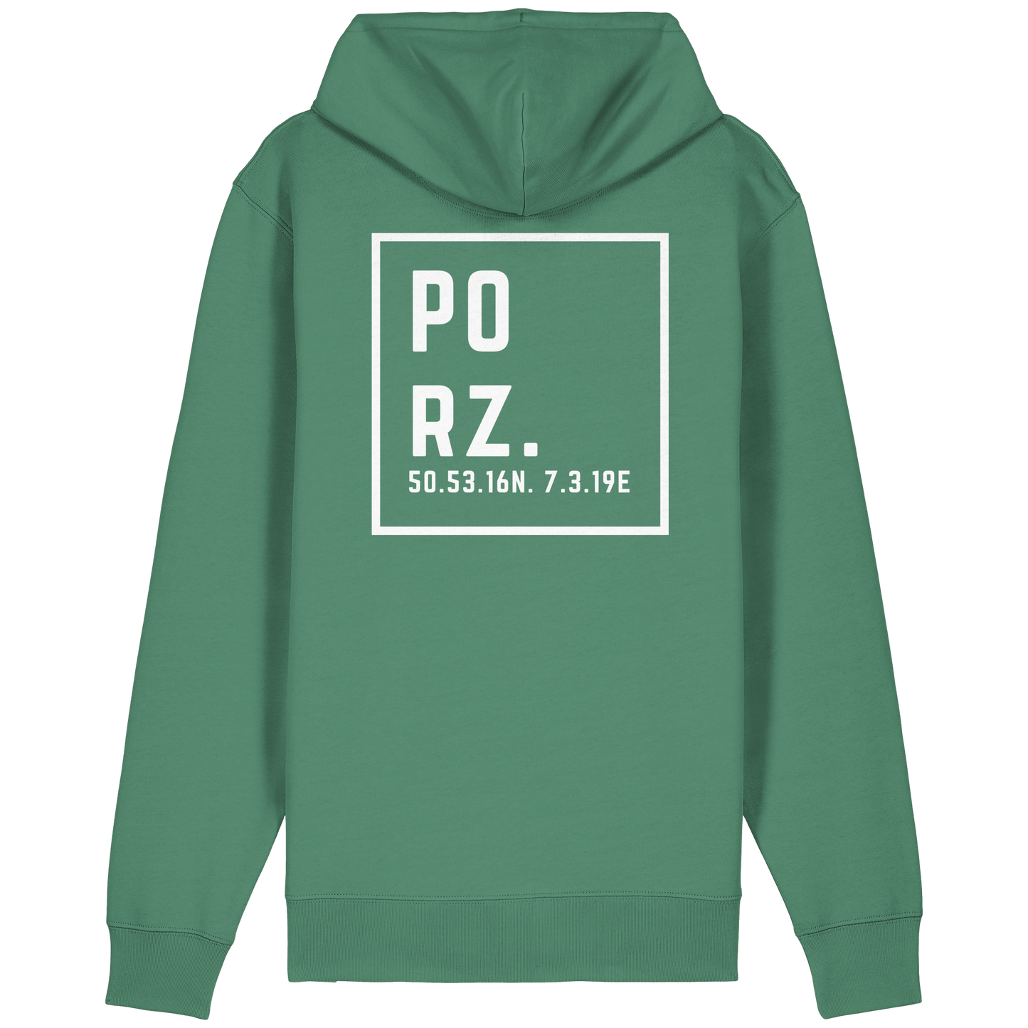 Porz Koordinaten (großer Druck Rücken)  Organic Relaxed Zipper