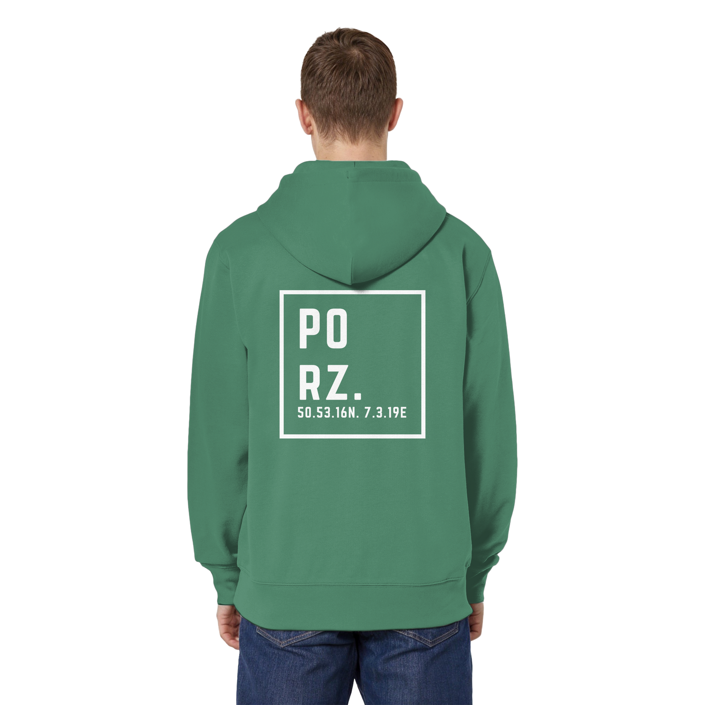 Porz Koordinaten (großer Druck Rücken)  Organic Relaxed Zipper