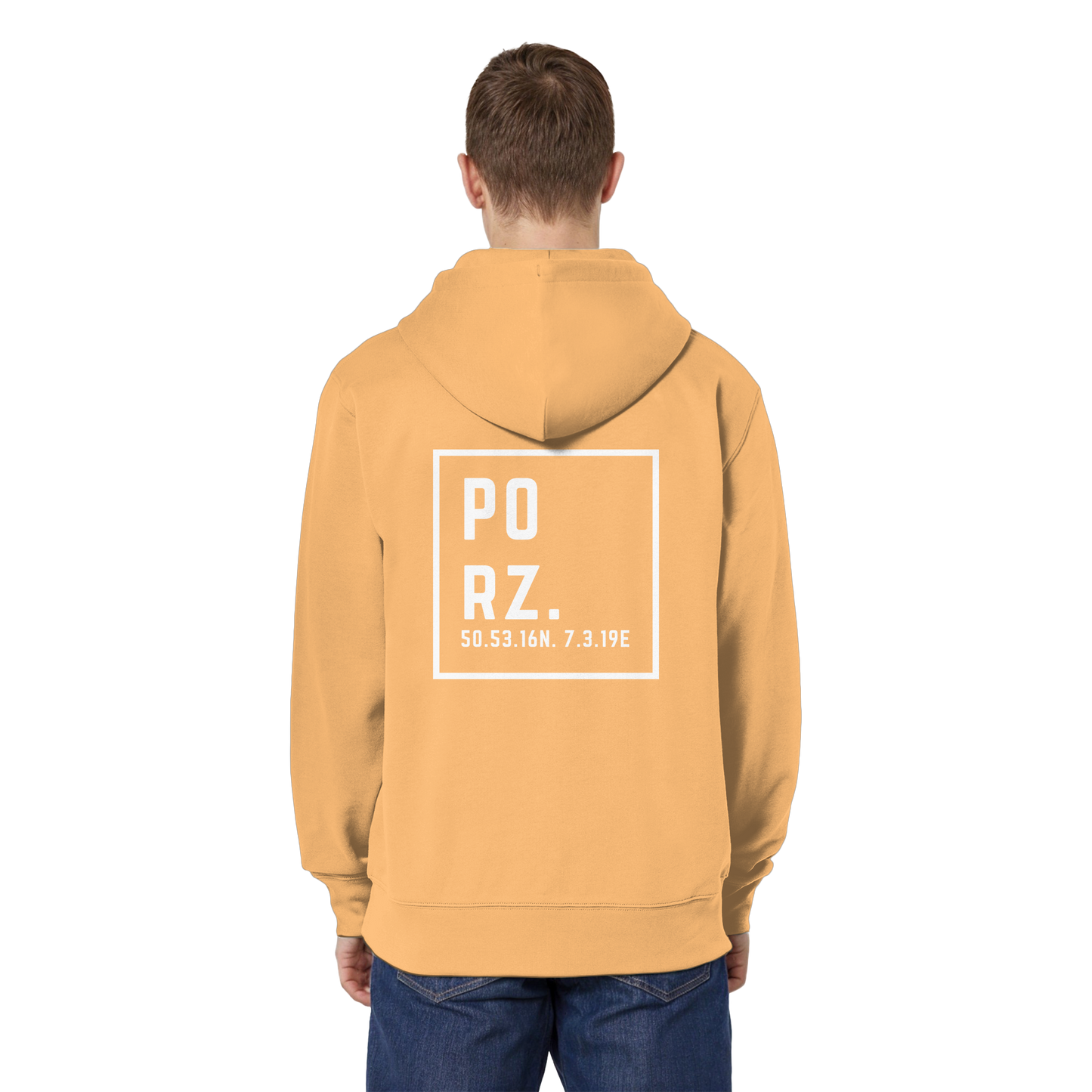 Porz Koordinaten (großer Druck Rücken)  Organic Relaxed Zipper