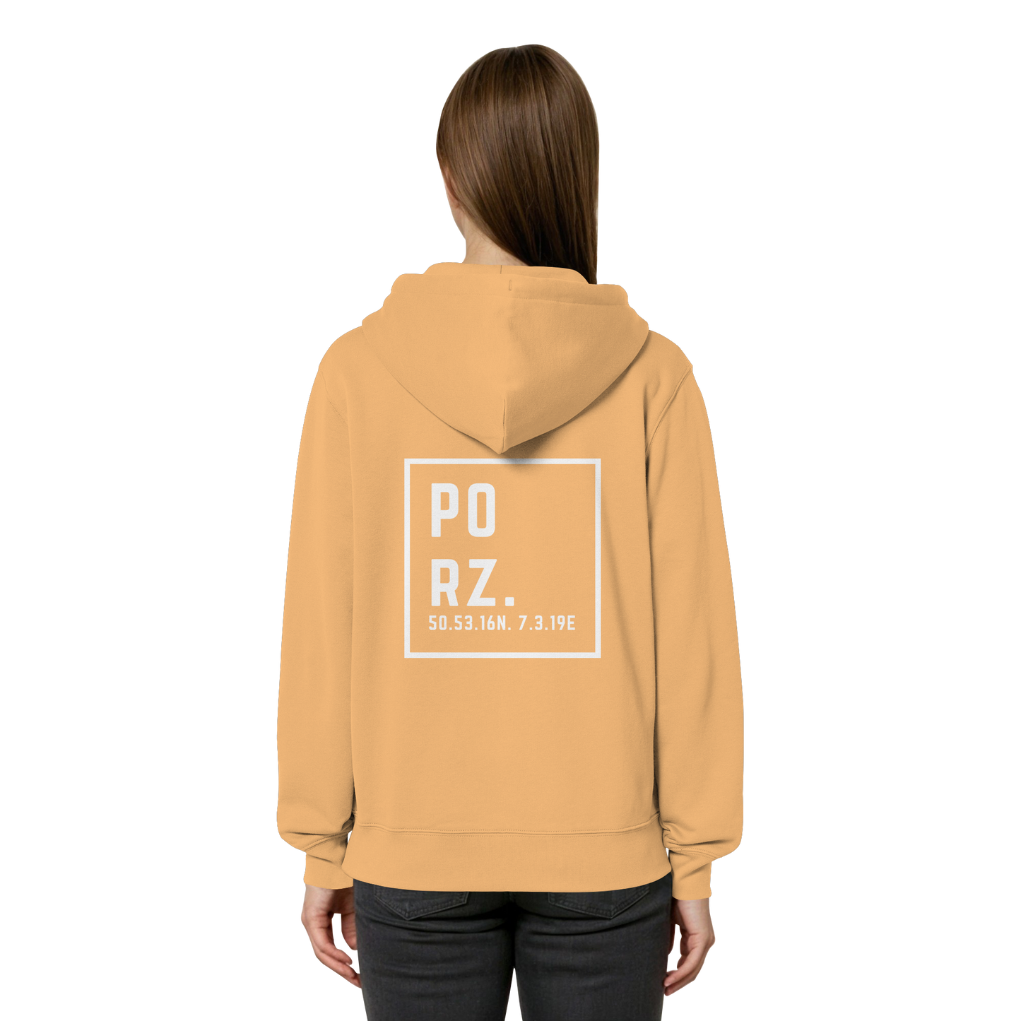 Porz Koordinaten (großer Druck Rücken)  Organic Relaxed Zipper