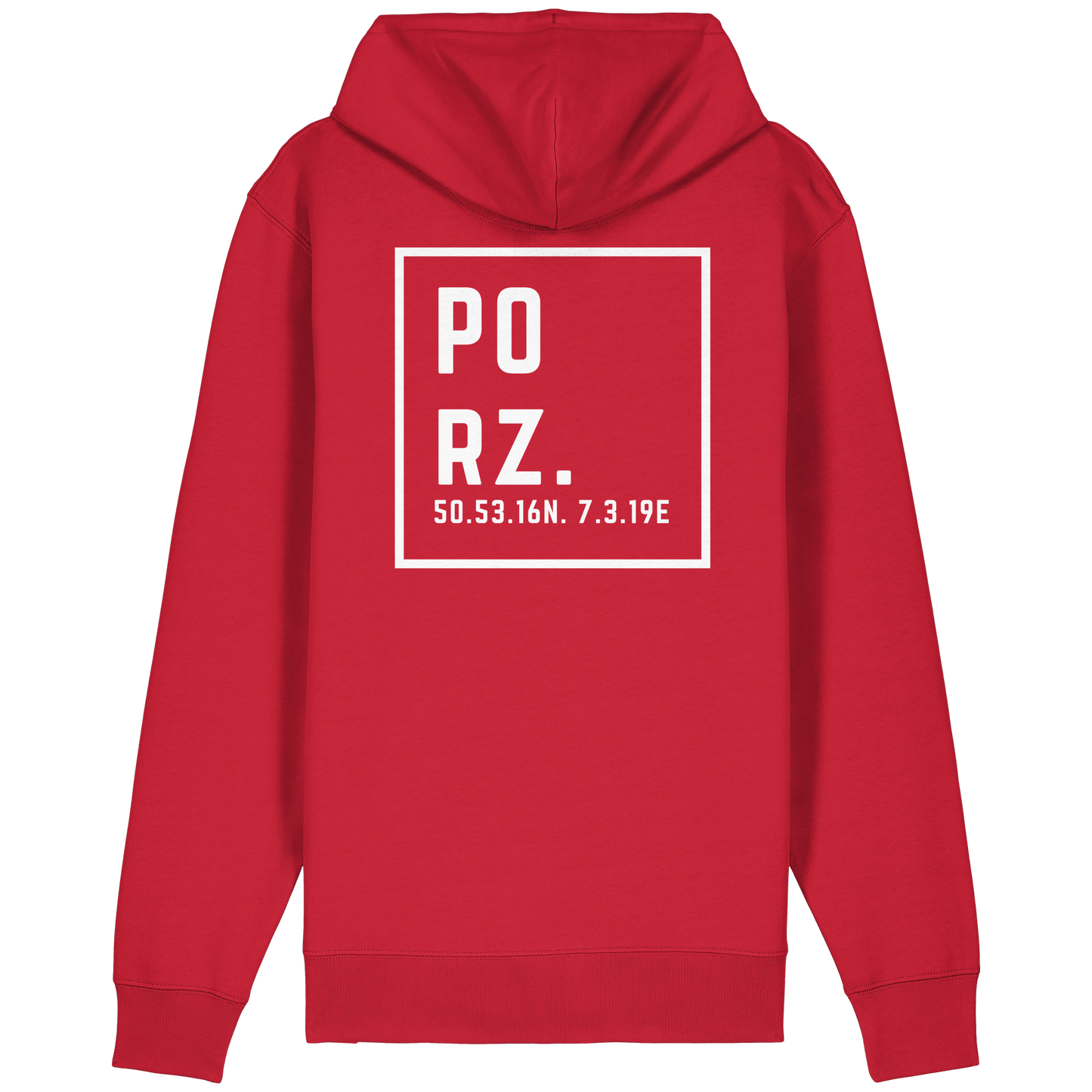 Porz Koordinaten (großer Druck Rücken)  Organic Relaxed Zipper