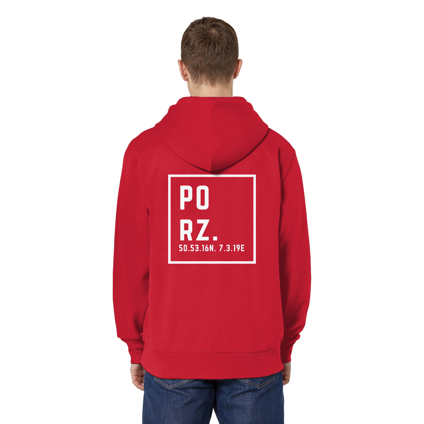 Porz Koordinaten (großer Druck Rücken)  Organic Relaxed Zipper